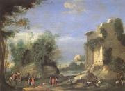 Napoletano, Filippo Landscape with Ruins and Figures (mk05) painting